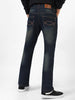 Men's Dark Blue Washed Bootcut Jeans Stretchable