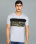 Men's Grey, Black Military Camouflage Printed Slim Fit Half Sleeve Cotton T-Shirt