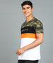 Men's White, Orange, Black Military Camouflage Printed Slim Fit Half Sleeve Cotton T-Shirt