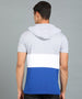 Men's Grey, White, Royal Blue Cotton Slim Fit Half Sleeve Hooded T-Shirt