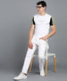 Men's White, Olive, Black Cotton Color-Block Slim Fit Half Sleeve T-Shirt