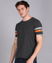 Men's Anthra, Grey, Orange Cotton Color-Block Slim Fit Half Sleeve T-Shirt