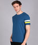 Men's Blue, White, Yellow Cotton Color-Block Slim Fit Half Sleeve T-Shirt