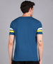 Men's Blue, White, Yellow Cotton Color-Block Slim Fit Half Sleeve T-Shirt