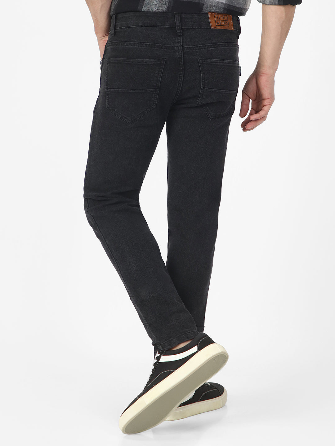 Men's Carbon Grey Regular Fit Washed Jeans Stretchable