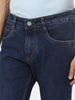 Men's Dark Blue Regular Fit Washed Jeans Stretchable