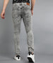 Men's Light Grey Regular Fit Washed Jeans Stretchable