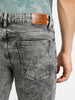 Men's Grey Regular Fit Washed Jeans Stretchable