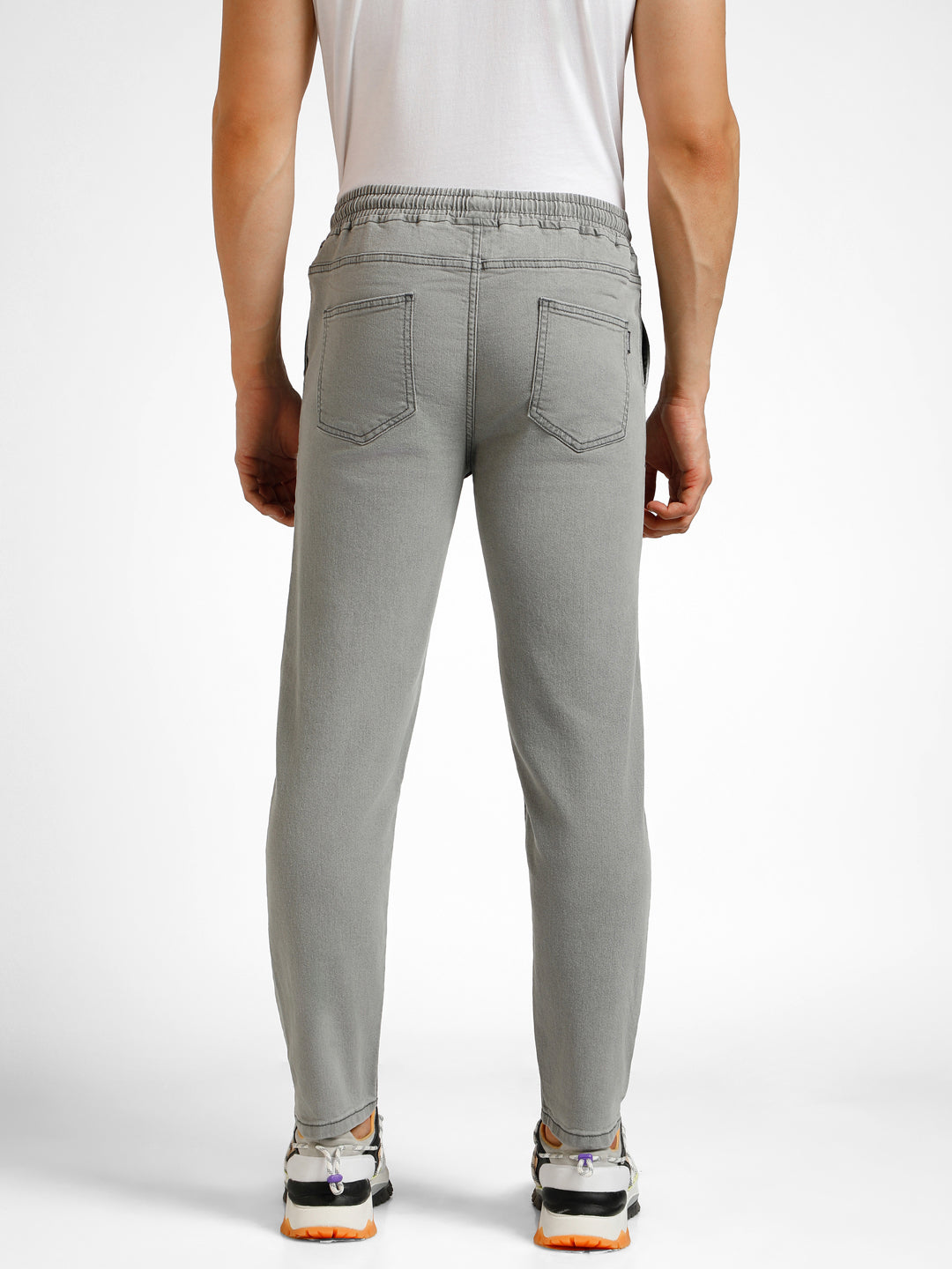 Men's Ice Grey Regular Fit Washed Jogger Jeans Stretchable