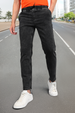 Men's Charcoal Black Regular Fit Washed Jogger Jeans Stretchable