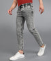 Men's Light Grey Regular Fit Washed Jogger Jeans Stretchable