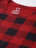 Men's Red, Black Checkered Slim Fit Half Sleeve Cotton T-Shirt