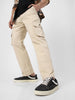 Urbano Fashion Men's Cream Regular Fit Solid Cargo Chino Pant with 6 Pockets