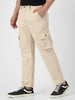 Urbano Fashion Men's Cream Regular Fit Solid Cargo Chino Pant with 6 Pockets