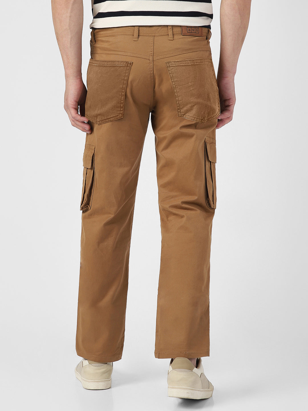 Urbano Fashion Men's Dark Khaki Regular Fit Solid Cargo Chino Pant with 6 Pockets