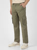 Urbano Fashion Men's Olive Green Regular Fit Solid Cargo Chino Pant with 6 Pockets