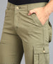 Men's Olive Green Regular Fit Solid Cargo Chino Pant with 6 Pockets