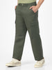 Men's Light Grey Loose Baggy Fit Solid Cargo Chino Pant with 6 Pockets Non-Stretchable