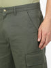 Men's Light Grey Loose Baggy Fit Solid Cargo Chino Pant with 6 Pockets Non-Stretchable