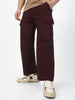 Men's Maroon Loose Baggy Fit Solid Cargo Chino Pant with 6 Pockets Non-Stretchable