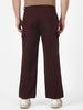 Men's Maroon Loose Baggy Fit Solid Cargo Chino Pant with 6 Pockets Non-Stretchable