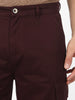 Men's Maroon Loose Baggy Fit Solid Cargo Chino Pant with 6 Pockets Non-Stretchable