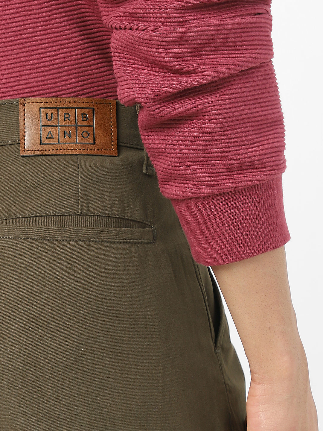 Men's Olive Loose Baggy Fit Solid Cargo Chino Pant with 6 Pockets Non-Stretchable