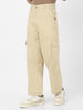 Urbano Fashion Men's Beige Loose Baggy Fit Solid Cargo Chino Pant with 6 Pockets Non-Stretchable