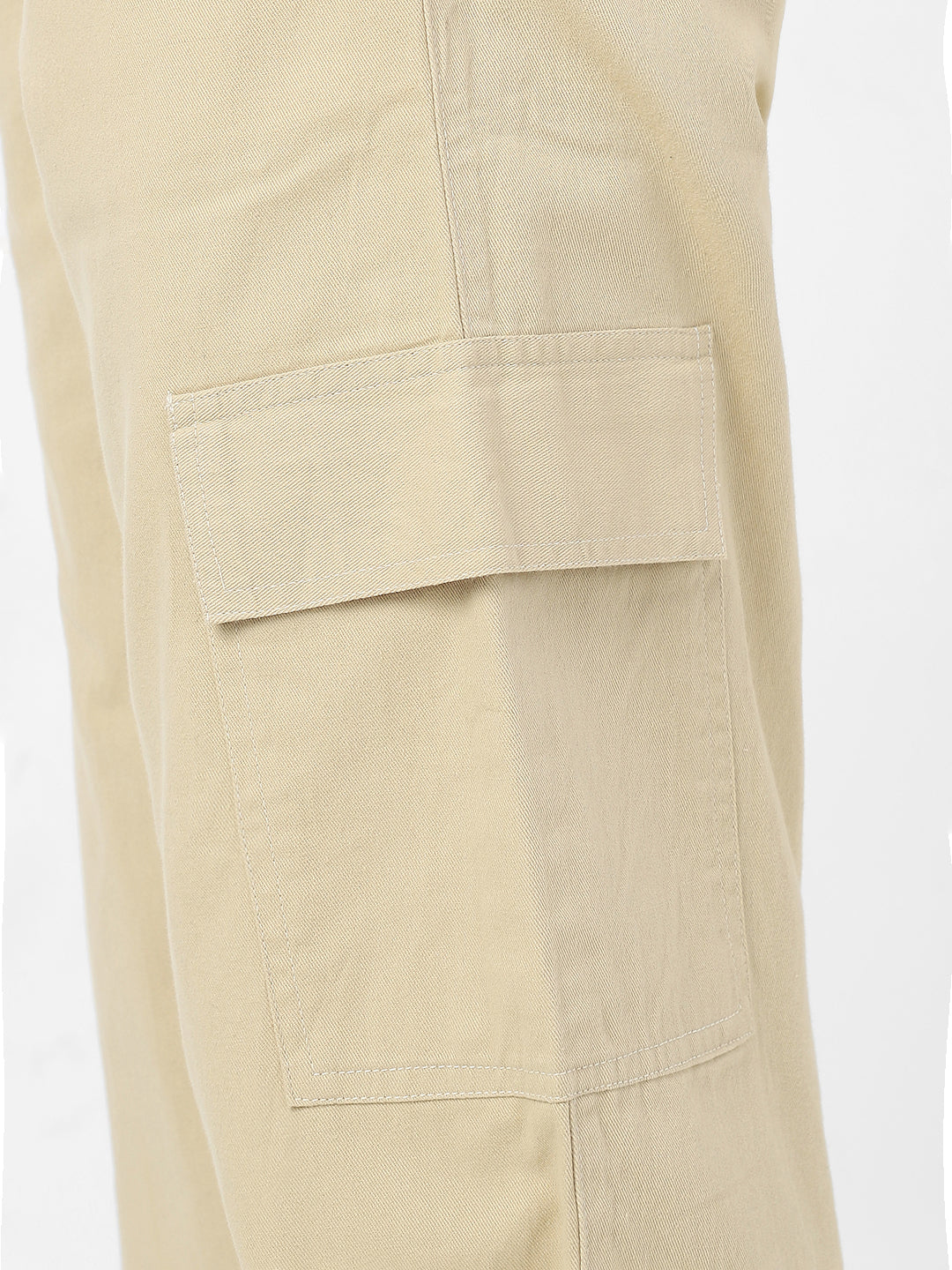 Urbano Fashion Men's Beige Loose Baggy Fit Solid Cargo Chino Pant with 6 Pockets Non-Stretchable