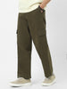 Urbano Fashion Men's Olive Loose Baggy Fit Solid Cargo Chino Pant with 6 Pockets Non-Stretchable