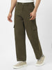 Urbano Fashion Men's Olive Loose Baggy Fit Solid Cargo Chino Pant with 6 Pockets Non-Stretchable