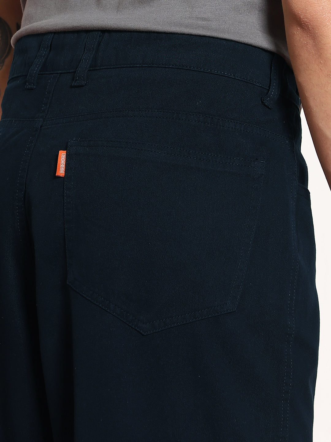 Men's Navy Loose Baggy Fit Cargo Chino Pant with 8 Pockets Stretchable