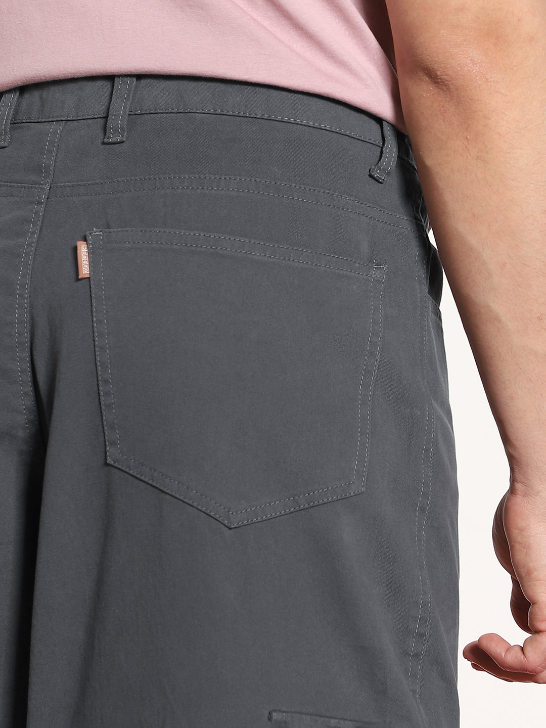 Men's Steel Grey Loose Baggy Fit Cargo Chino Pant with 8 Pockets Stretchable