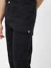 Men's Black Regular Fit Solid Cargo Chino Pant with 6 Pockets Stretchable