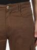 Men's Brown Regular Fit Solid Cargo Chino Pant with 6 Pockets Stretchable