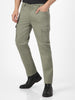 Men's Olive Regular Fit Solid Cargo Chino Pant with 6 Pockets Stretchable