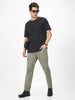 Men's Olive Regular Fit Solid Cargo Chino Pant with 6 Pockets Stretchable