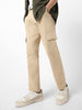 Urbano Fashion Men's Beige Regular Fit Solid Cargo Chino Pant with 6 Pockets Stretchable