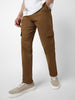 Urbano Fashion Men's Brown Regular Fit Solid Cargo Chino Pant with 6 Pockets Stretchable