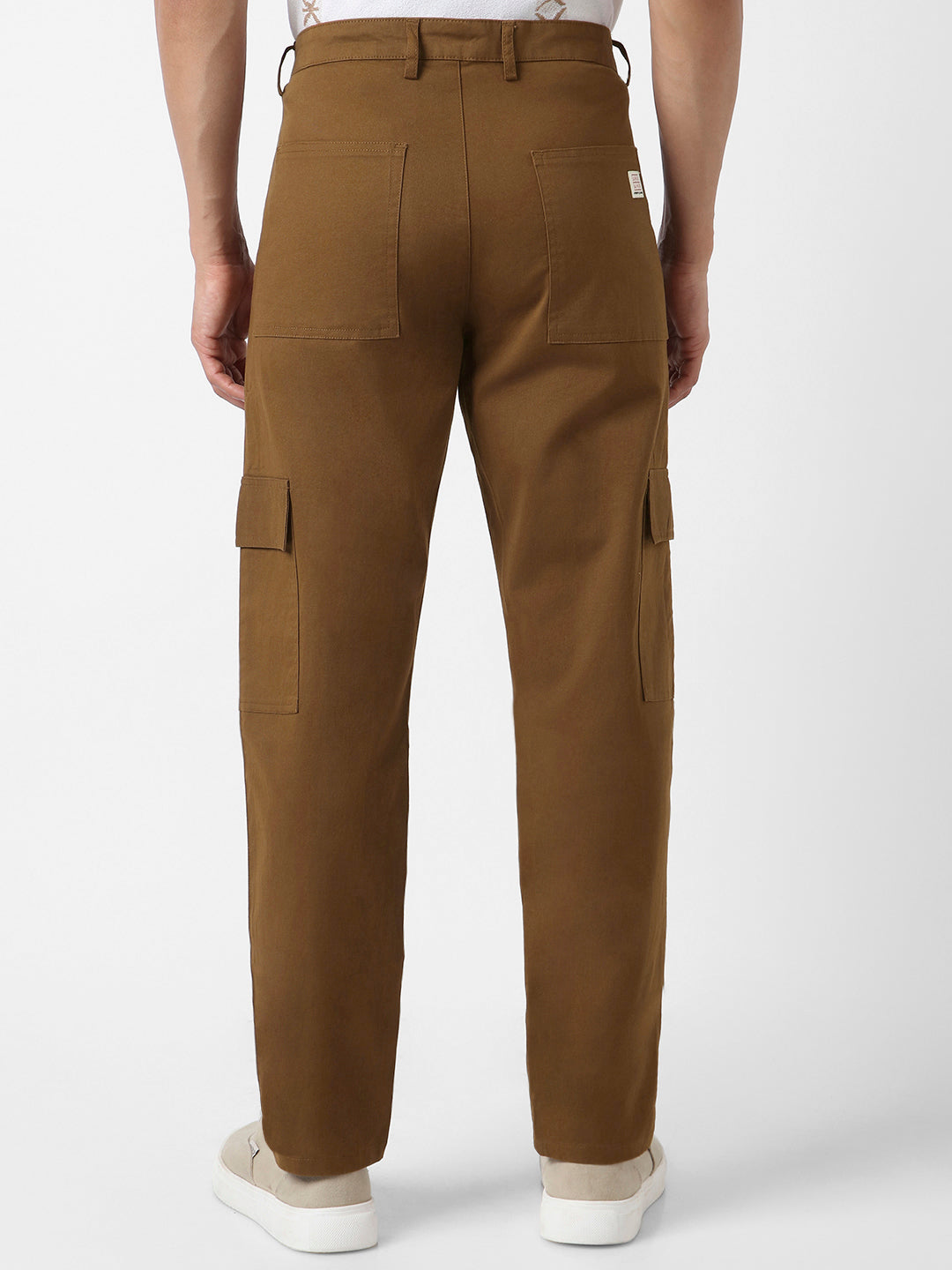 Urbano Fashion Men's Brown Regular Fit Solid Cargo Chino Pant with 6 Pockets Stretchable