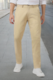 Men's Beige Cotton Slim Fit Casual Chinos Trousers Stretch