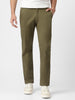 Men's Olive Green Cotton Slim Fit Casual Chinos Trousers Stretch