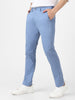 Men's Sky Blue Cotton Slim Fit Casual Chinos Trousers Stretch