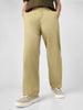 Men's Light Olive Loose Baggy Fit Solid Chino Trousers Non-Stretchable