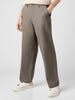 Men's Grey Loose Baggy Fit Solid Chino Trousers Non-Stretchable