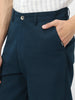 Men's Navy Loose Baggy Fit Solid Chino Trousers Non-Stretchable