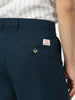 Men's Navy Loose Baggy Fit Solid Chino Trousers Non-Stretchable