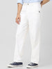 Men's White Loose Baggy Fit Solid Chino Trousers Non-Stretchable