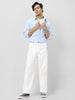 Men's White Loose Baggy Fit Solid Chino Trousers Non-Stretchable