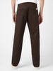 Men's Chocolate Brown Cotton Regular Fit Casual Chinos Trousers Stretch